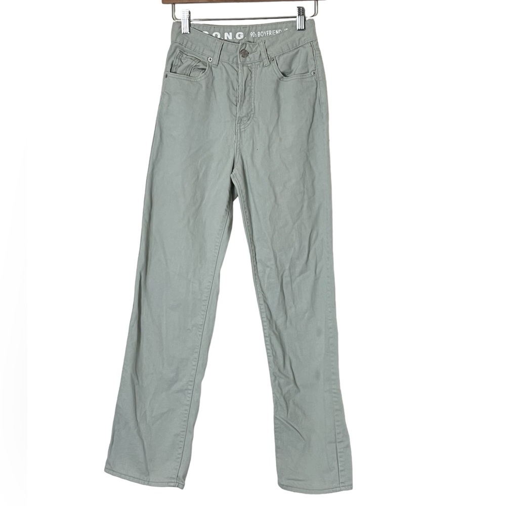 S.O.N.G. | 90’s boyfriend Jean mint green straight leg high rise denim s…